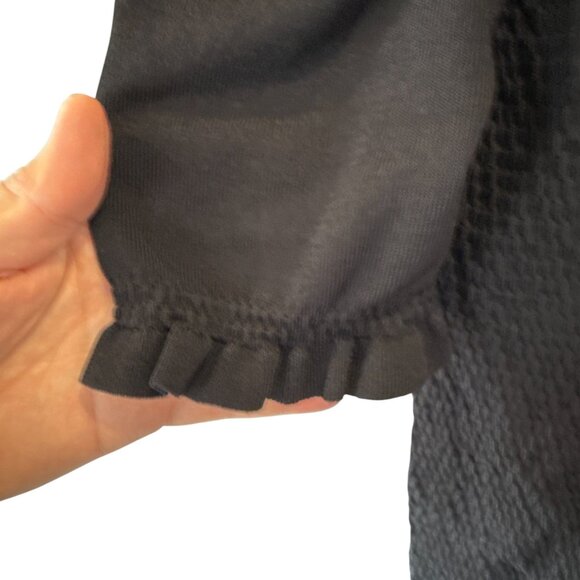 Catherine Malandrino Black Puff Sleeve Ruffle Knit Top Small Petite Whimsygoth - Picture 5 of 8